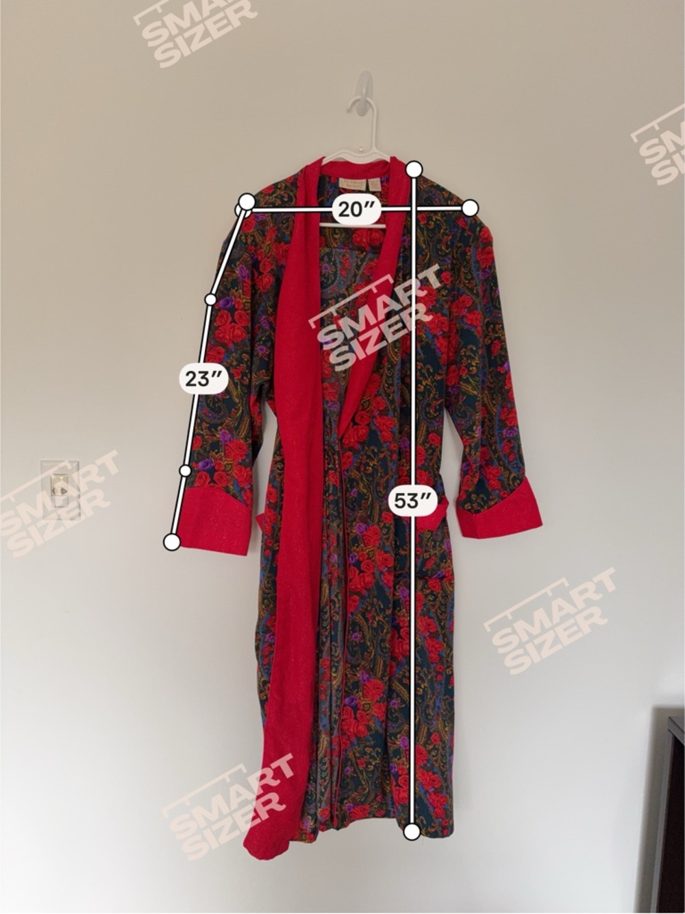 Vintage Gold Label -Victoria's Secret Floral Satin Robe Dressing Gown Red Size L - Picture 11 of 11